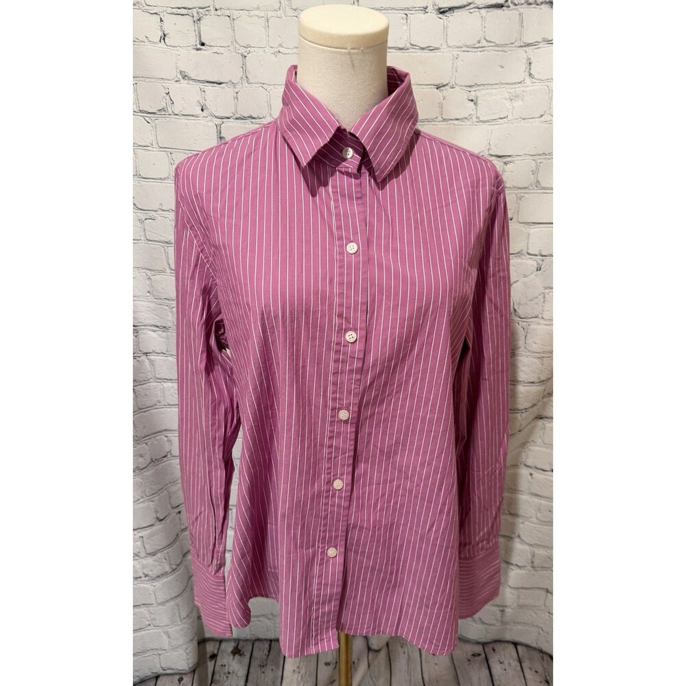 MODA International Top Pink Striped Button Front Shirt Victoria's Secret Large